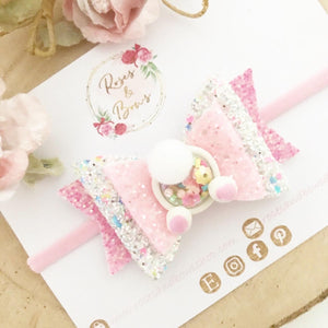 Easter Bunny Tail Hair Bow Headband or Clip