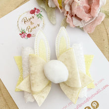 Load image into Gallery viewer, Lemon Bunny Ears Easter Hair Bow Headband or Clip

