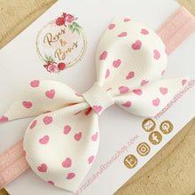 Load image into Gallery viewer, Heart Leatherette Hair Bow Headband or Clip
