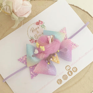 Fluffy Ice Cream Hair Bow Headband or Clip