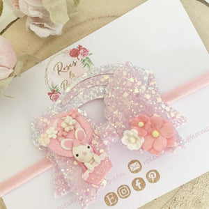 Easter Bunny Hot Air Balloon Hair Bow Headband or Clip
