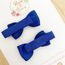 Load image into Gallery viewer, Royal Blue School Small Hair Bow Clip Set
