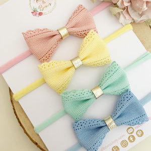 Scalloped cord pastel headband set