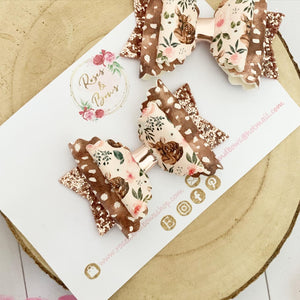 Rose gold Hair Bow Headband or Clip