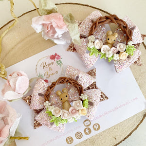 Easter Bunny Wreath Hair Bow Headband or Clip