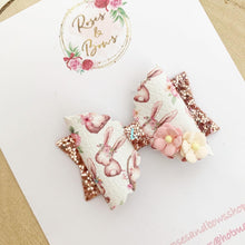 Load image into Gallery viewer, Easter Bunny Glitter Hair Bow Headband or Clip
