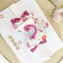 Load image into Gallery viewer, Donut Rainbow Glitter Hair Bow
