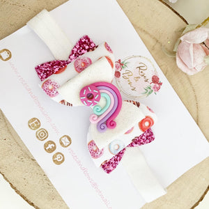 Donut Rainbow Glitter Hair Bow