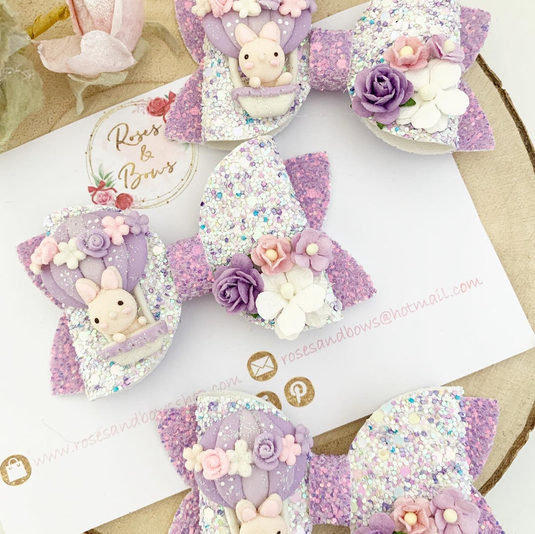 Easter Bunny Hot Air Balloon Hair Bow Headband or Clip
