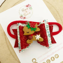 Load image into Gallery viewer, Christmas reindeer Hair Bow Headband or Clip
