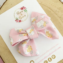 Load image into Gallery viewer, Easter pink hand tied Hair Bow Headband or Clip
