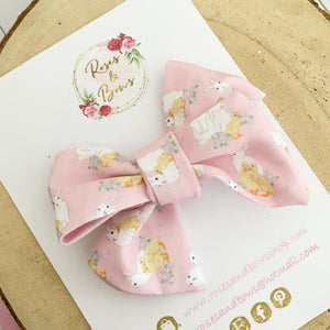 Easter pink hand tied Hair Bow Headband or Clip