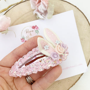 Large Easter Bunny Ears Glitter snap clip