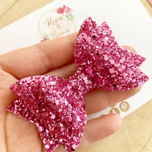 Load image into Gallery viewer, Pink Glitter Hair Bow - Glitter Hair Bow Hair Clip or Headband
