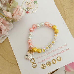 Girls Personalised Easter Bunny Bracelet