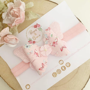 Butterfly floral Hair Bow Headband or Clip