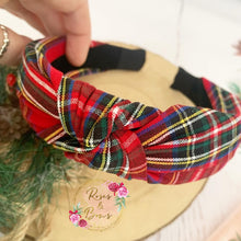 Load image into Gallery viewer, Christmas red tartan knot headband - Alice band headband
