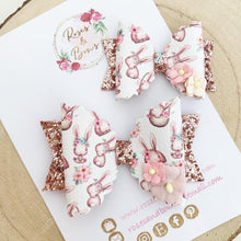 Load image into Gallery viewer, Easter Bunny Glitter Hair Bow Headband or Clip
