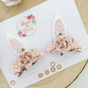 Blush Pink Stand Up Bunny Ear Clips - Easter Bunny Clips