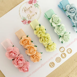 Pastel Rose Clips or Clip Set