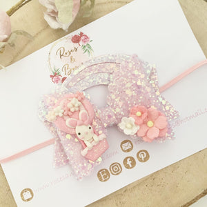 Easter Bunny Hot Air Balloon Hair Bow Headband or Clip