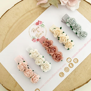 Neutral Rose Clips or Clip Set