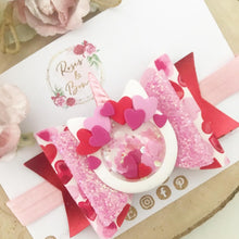 Load image into Gallery viewer, Valentine’s Unicorn Hair Bow Headband or Clip
