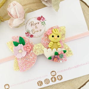 Easter Chick Hair Bow Headband or Clip