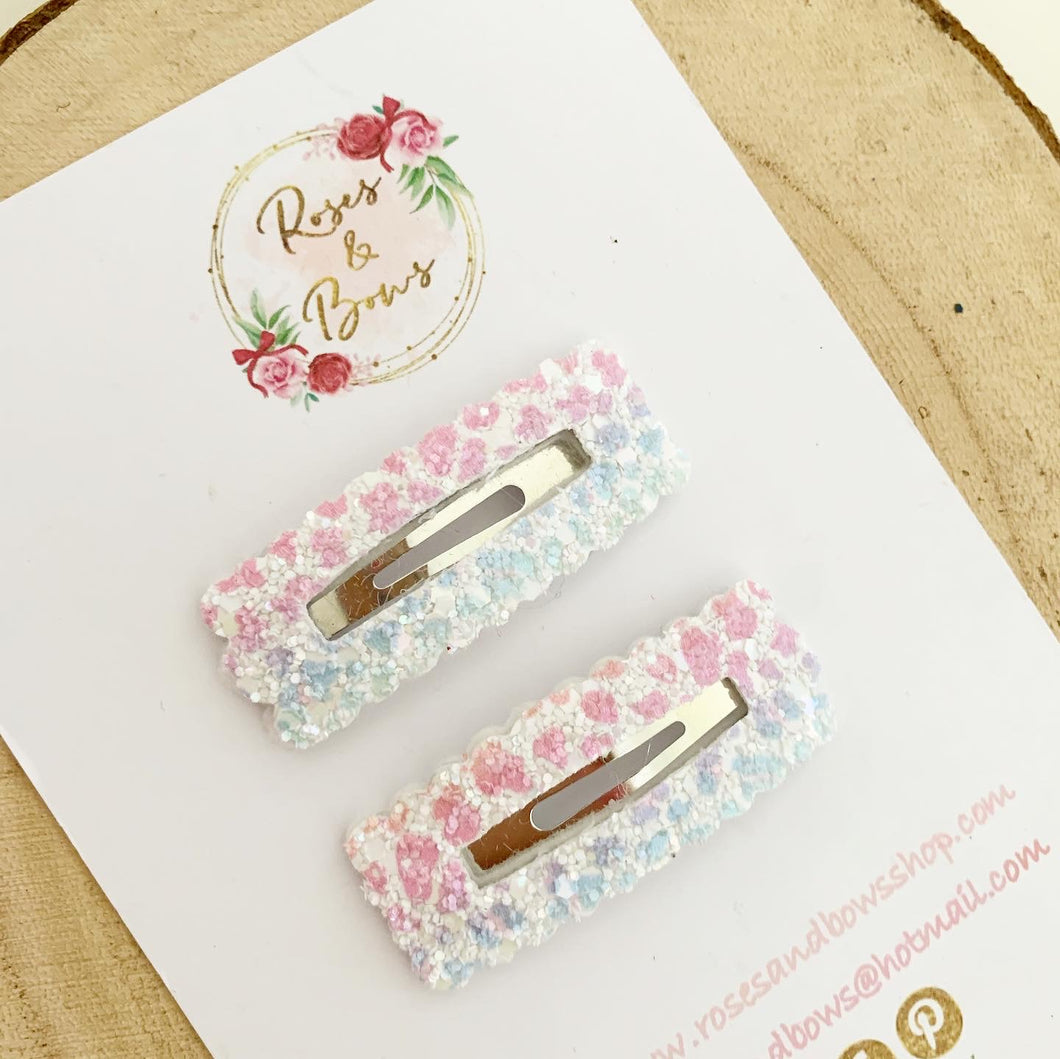 Rainbow leopard snap clips set