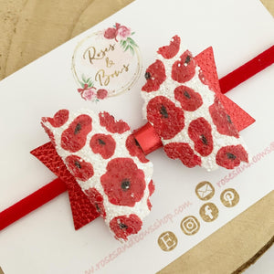 Poppy Glitter Bow Headband or Clip