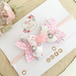 Tractor Transparent Glitter Bow Headband or Clip