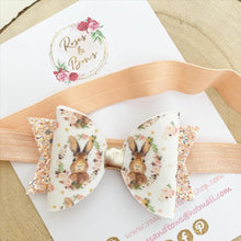 Load image into Gallery viewer, Easter Bunny Glitter Hair Bow Headband or Clip
