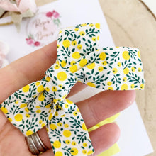 Load image into Gallery viewer, Yellow Cotton Tie Bow Clip Set
