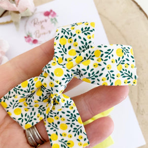 Yellow Cotton Tie Bow Clip Set