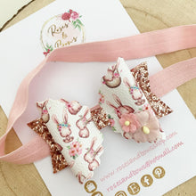 Load image into Gallery viewer, Easter Bunny Glitter Hair Bow Headband or Clip

