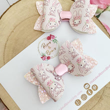 Load image into Gallery viewer, Blush Easter bunny hair Bow Headband or Clip
