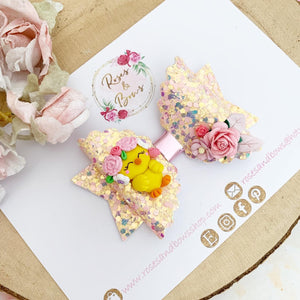 Easter Chick Hair Bow Headband or Clip