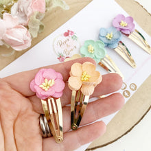 Load image into Gallery viewer, Rainbow cherry blossom snap clips - cherry blossom fringe clips
