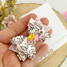 Load image into Gallery viewer, Pink Easter Bunny Hair Bow Headband or clip
