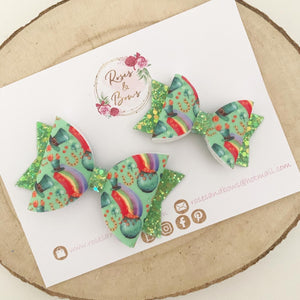 St Patrick’s Day Shamrock Glitter Hair Bow Headband or Clip