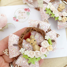 Load image into Gallery viewer, Easter Bunny Wreath Hair Bow Headband or Clip

