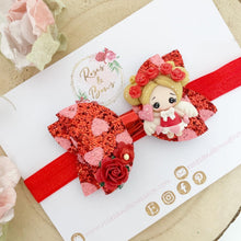 Load image into Gallery viewer, Valentine’s Girl Hair Bow Headband or Clip
