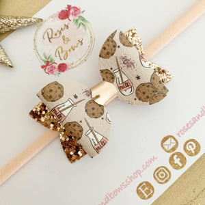 Milk & cookies rose gold Bow Headband or Clip