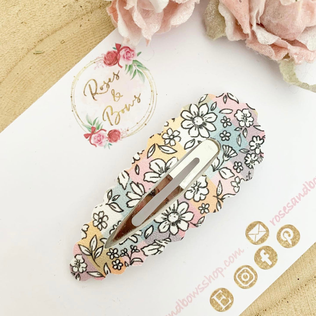 Large rainbow floral snap clip