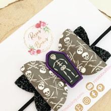 Load image into Gallery viewer, Skeleton Halloween Hair Bow Headband or Clip
