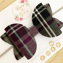 Load image into Gallery viewer, Grey and purple school tartan Headband or Clip
