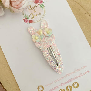 Rainbow Bunny glitter snap clip