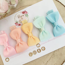 Load image into Gallery viewer, Spring Pastels Ribbon Small Hair Bow Clip Set
