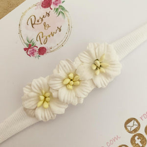 White blossom flower headband