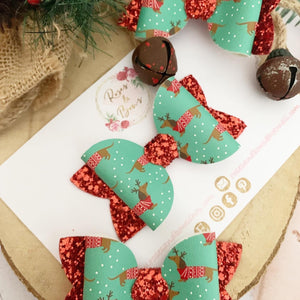 Christmas dachshund hair bow Headband or Clip
